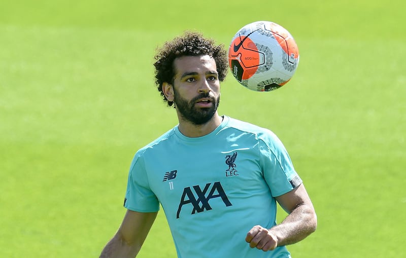 LIVERPOOL, ENGLAND - MAY 27: (THE SUN OUT, THE SUN ON SUNDAY OUT)  Mohamed Salah of Liverpool during a training session at Melwood Training Ground on May 27, 2020 in Liverpool, England. (Photo by John Powell/Liverpool FC via Getty Images)