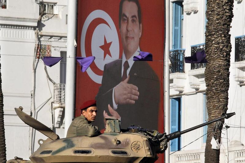 An archive picture from January 15, 2011, the day after Zine El Abidine Ben Ali stood aside. Zohra Bensemra / Reuters