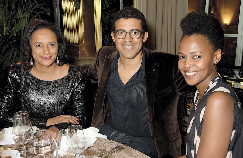 LONDON, ENGLAND - OCTOBER 18:  Isabel dos Santos, Sindika Dokolo and Wangechi Mutu attend the Sindika Dokolo Art Foundation dinner at Cafe Royal on October 18, 2014 in London, England.  (Photo by David M. Benett/Getty Images for Cafe Royal)