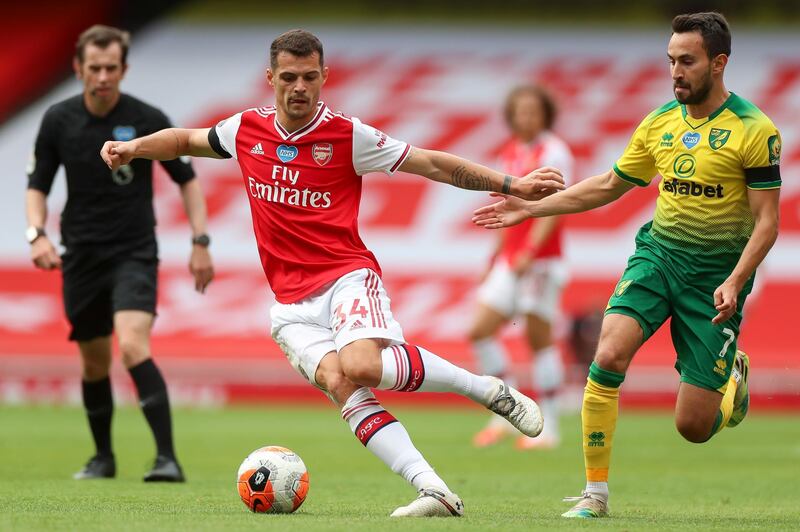 Granit Xhaka - 7: Swiss scored his first of the season with a superb finish. EPA