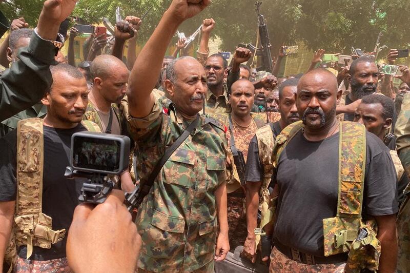 Army chief Gen Abdel Fattah Al Burhan on a visit to military positions in Khartoum. AFP