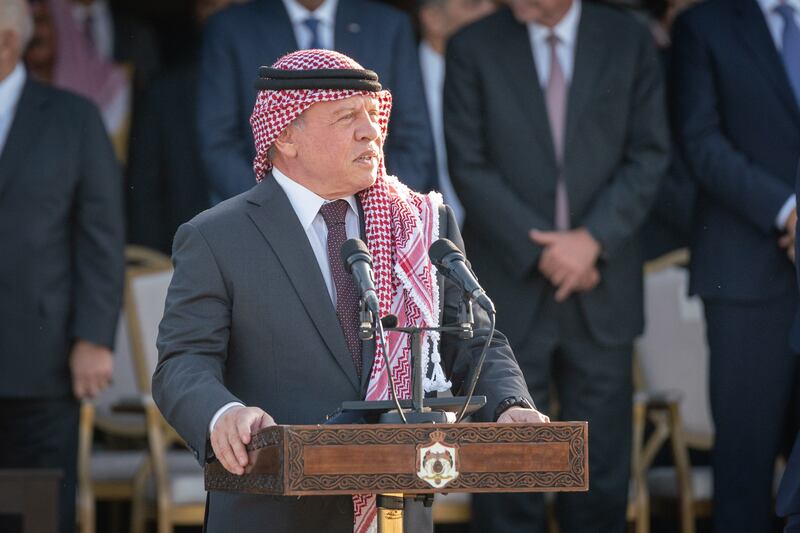 King Abdullah II gives a speech at the ceremony. RCHO
