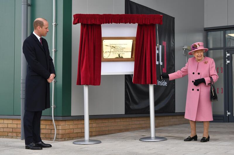 Prince William stands by as Queen Elizabeth unveils a plaque to officially open the new  site. Reuters