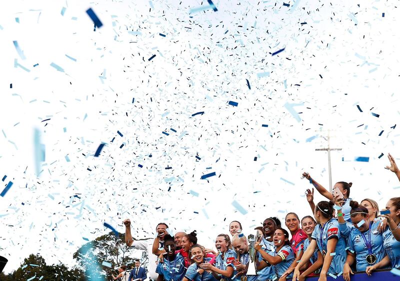 Sydney FC celebrate with the winners trophy during the W-League Grand Final match in Sydney, Australia. Getty Images