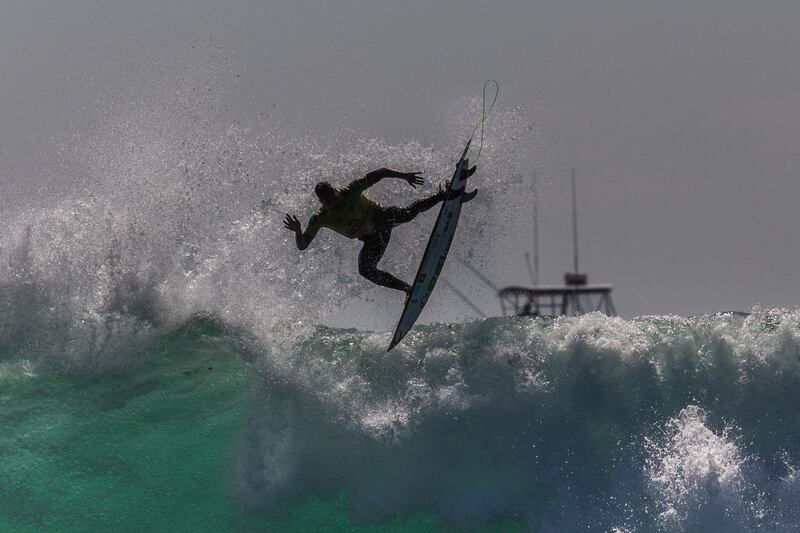 Brazilian surfer Gabriel Medina competes during the Rip Curl World Surf League final at Lower Trestles in San Clemente, California, on September 14. AFP