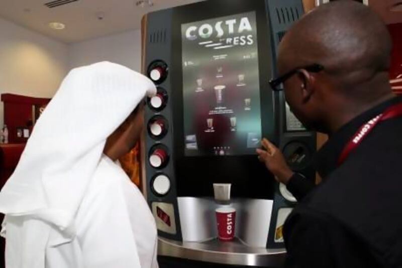 Costa Express unveiled its five senses machine, serving 250 varieties of coffee at a touch, in Dubai International Airport, last month. Courtesy Costa Coffee