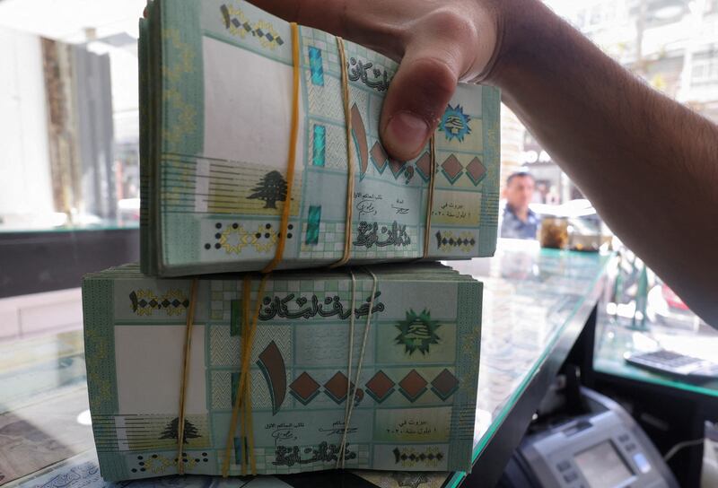 Lebanese pound banknotes in Beirut. The currency has plummeted to a fraction of what it was once worth. Reuters