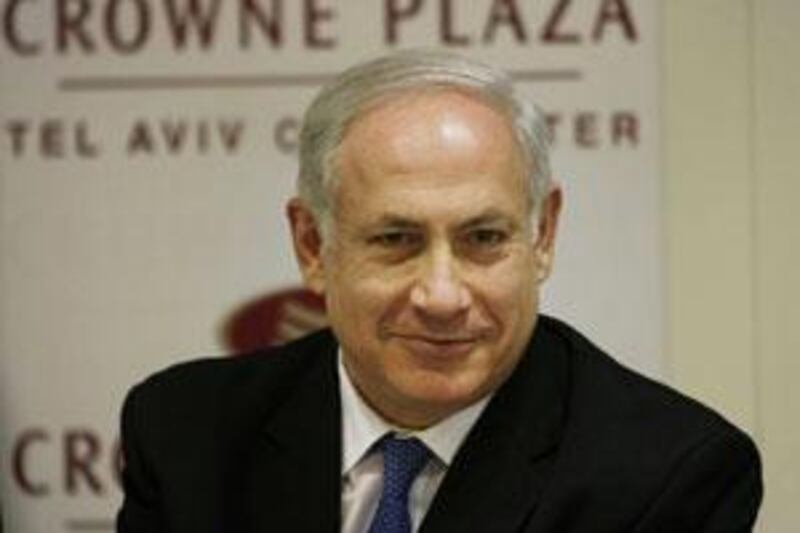 Israeli Prime Minister-designate Benjamin Netanyahu attends a meeting in Tel Aviv, Israel, on March 15, 2009.