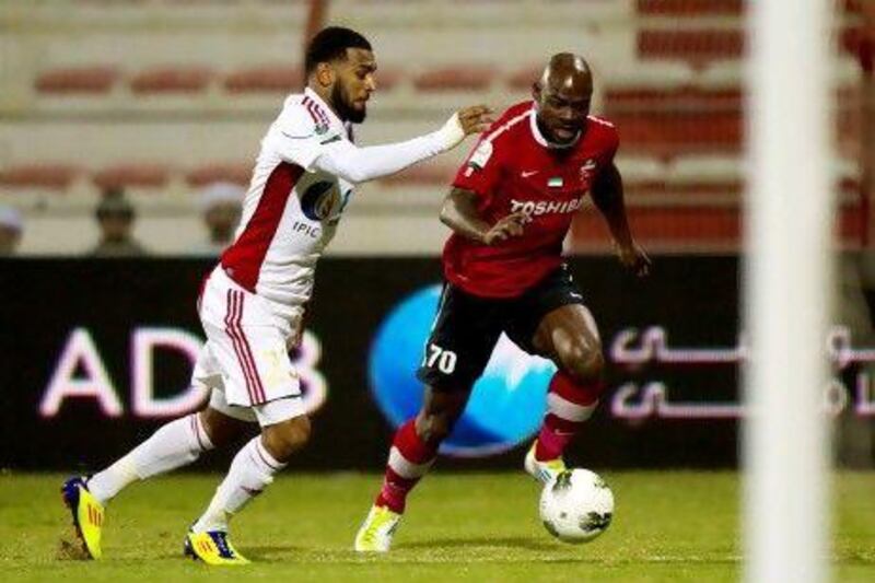 Achille Emana, right, spent the second half of last season on loan at Al Ahli from Saudi side Al Hilal. Christopher Pike / The National