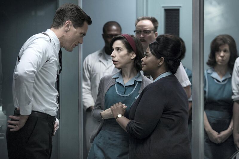 (From L-R) Michael Shannon, Sally Hawkins and Octavia Spencer in the film THE SHAPE OF WATER. Photo by Kerry Hayes / Fox Searchlight