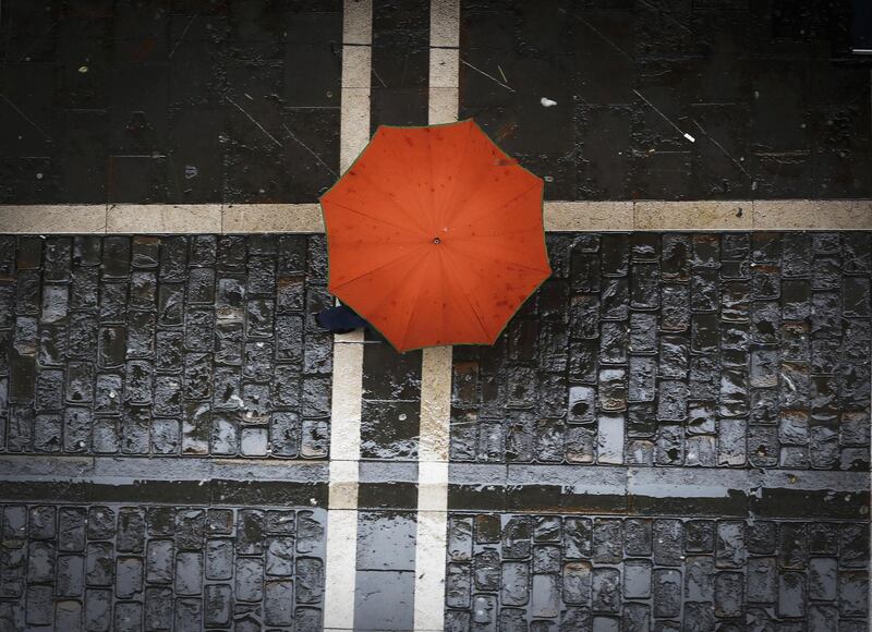 A rainy day in downtown Pamplona, Navarra, northern Spain. Villar Lopez / EPA