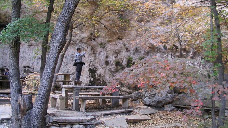 Hikers visiting the Guadalupe Mountains National Park often take a rest in the shady Grotto, which provides a picturesque setting for a picnic and a rest while hiking in McKittrick Canyon. Photo by National Parks Service