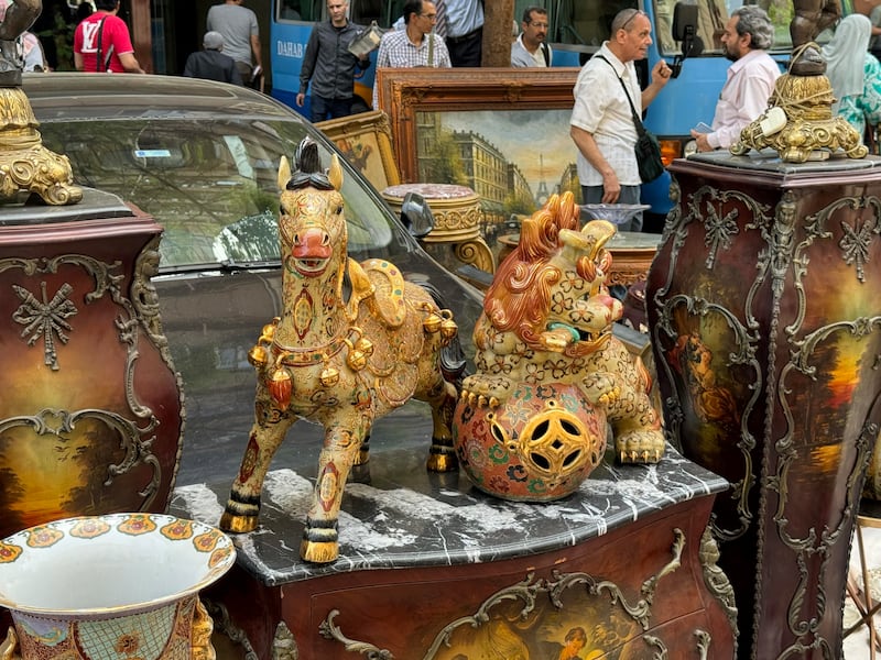 A pair of ornamental statues for sale at a weekly vintage market in central Cairo. All photos: Kamal Tabikha / The National