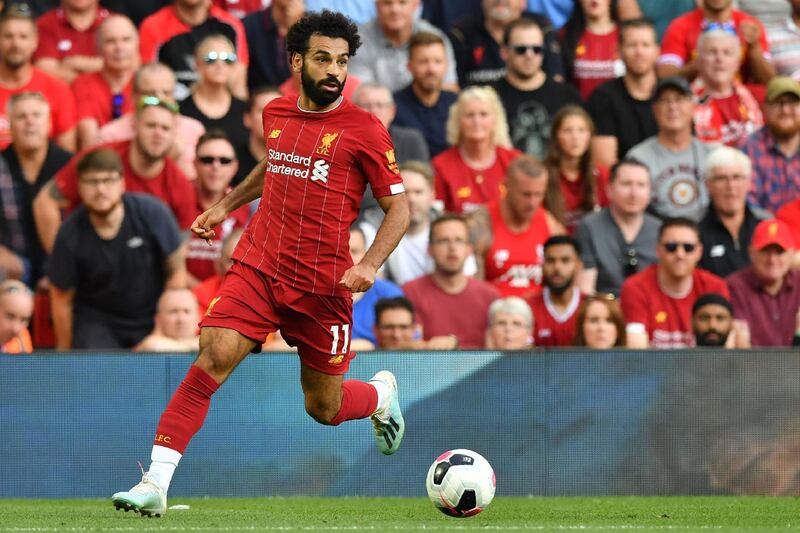 Salah looks for space during Saturday's match. AFP