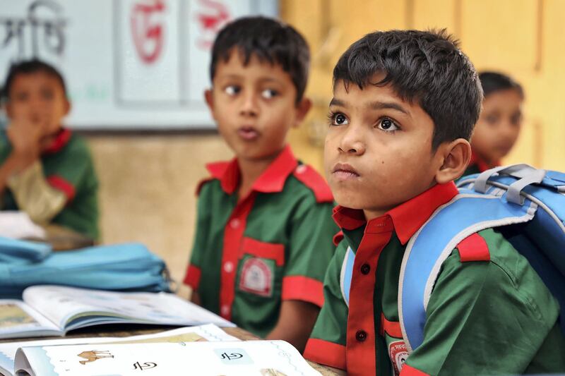 A photo provided by Room to Read UNICEF of Rohingya children in a classroom. 