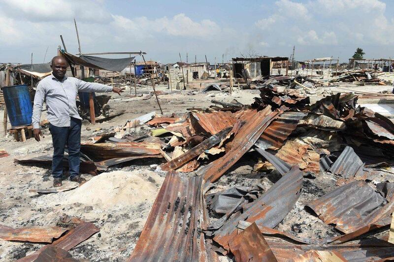 Otodo Gbame, a fishing community in Lagos is the latest casualty in a drive by the authorities to turn Nigeria's commercial capital into a megacity. Between November 9 and 11, 2016, the area was razed, leaving 30,000 homeless with burnt out corrugated sheets, planks and household items.  Pius Utomi Ekpei / AFP 

