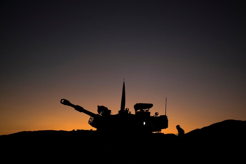Israeli artillery train its guns towards the Gaza Strip in Southern Israel. Getty Images