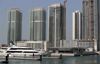 Emaar Beachfront towers under construction at Dubai Harbour. Chris Whiteoak / The National