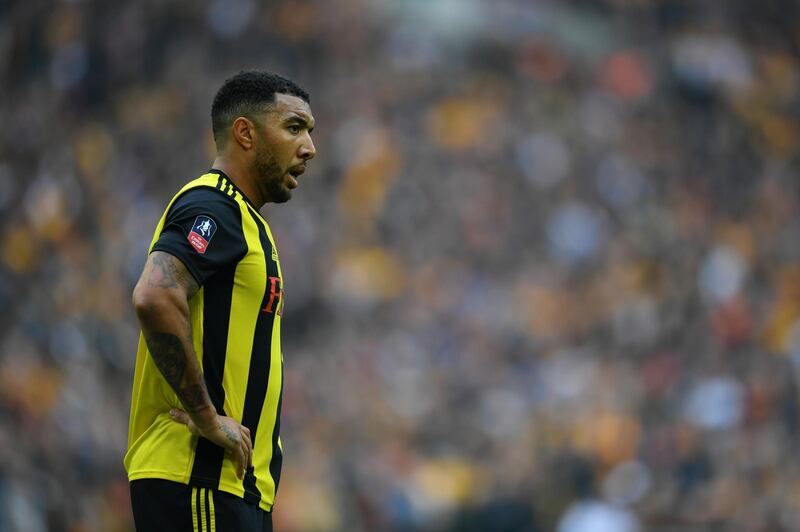 LONDON, ENGLAND - APRIL 07:  Troy Deeney of Watford looks on during the FA Cup Semi Final match between Watford and Wolverhampton Wanderers at Wembley Stadium on April 07, 2019 in London, England. (Photo by Dan Mullan/Getty Images)