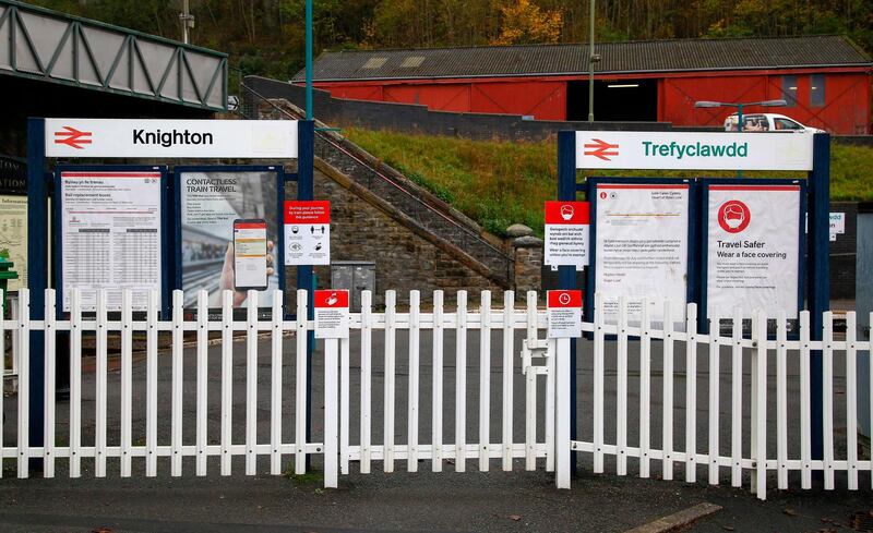 Knighton train station, that sits on the English side of the town. AFP