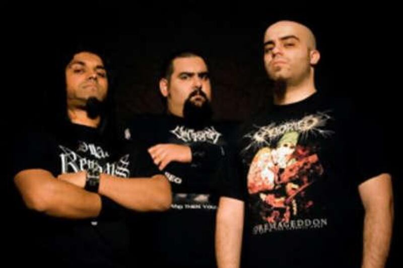 Nervecell's three members are (from left) Barney Ribero (rhythm guitar), James Khazal (bass guitar/vocals), and Rami Mustafa (lead guitar).
