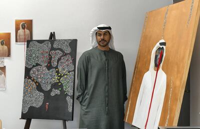Abu Dhabi, United Arab Emirates - Saoud Al Dhaheri and his work at the Cultural Foundation. Khushnum Bhandari for The National
