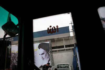  Iranian women in a  bus during a ceremony to mark the anniversary of Iran's 1979 Islamic Revolution in Tehran's Azadi (Freedom) Square 

 