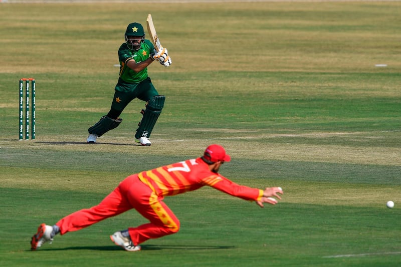 Zimbabwe's Craig Ervine tries to field the ball in Rawalpindi. AFP