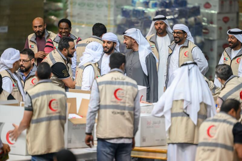 Sheikh Mohamed was joined by his sons and grandsons at the event in Abu Dhabi

