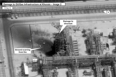 A satellite image showing damage to Saudi Aramco infrastructure at Khurais. Reuters