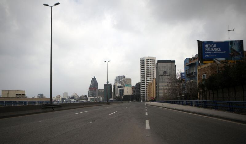 A highway leading to Lebanese capital Beirut, remains deserted after measures were taken in a bid to stem the spread of the coronavirus Covid-19.  AFP