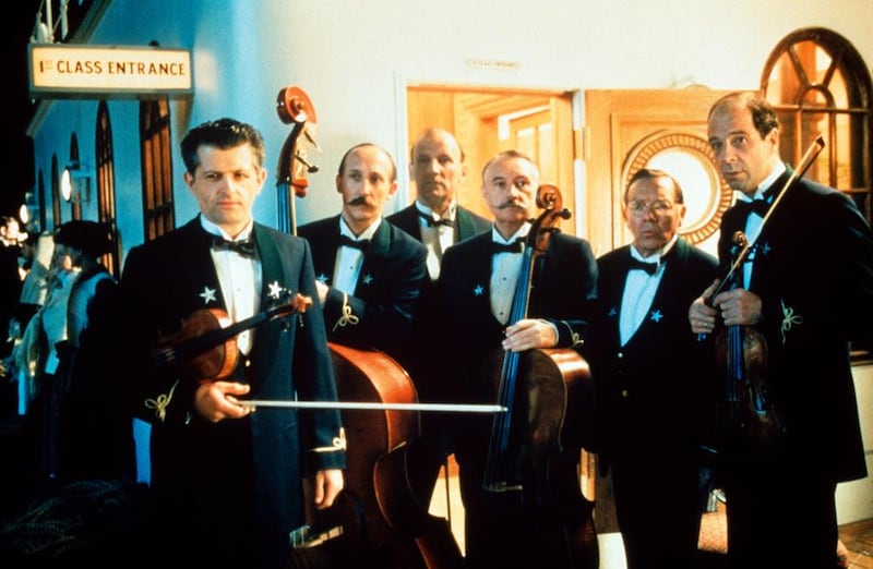 The five members of I Salonisti with their conductor in the movie Titanic. Courtesy 20th Century Fox