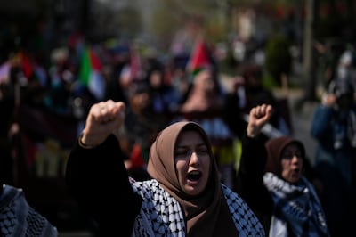 Pro-Palestinian protesters in Istanbul call for tougher action against Israel. AP