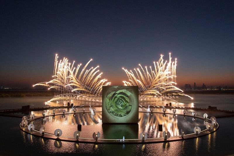 ABU DHABI, UNITED ARAB EMIRATES - December 02, 2020: General view of the show ‘Seeds of the Union’ during the official 49th UAE National Day Celebrations at Jubail Mangrove Park.  

( Ismaeel Al Zaher / Ministry of Presidential Affairs )
---