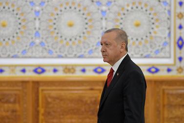 Turkish President Recep Tayyip Erdogan walks during the fifth summit of the Conference on Interaction and Confidence Building Measures in Asia (CICA) in Dushanbe, Tajikistan, 15 June 2019. EPA