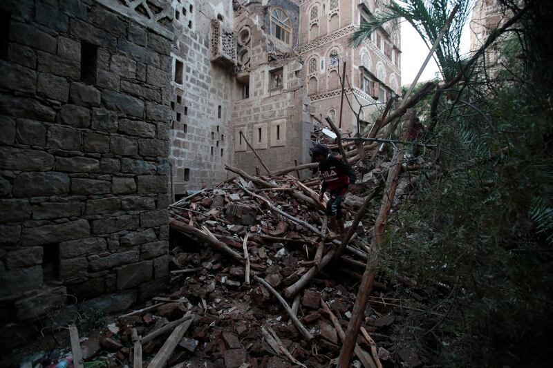 Ruined buildings in Sanaa's old town. AP