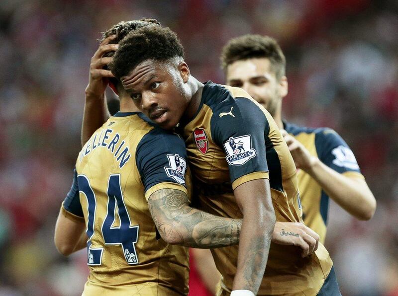 Chuba Akpom scored a hat-trick for Arsenal against a Singapore select XI during the club's pre-season tour.  Wallace Woon / EPA