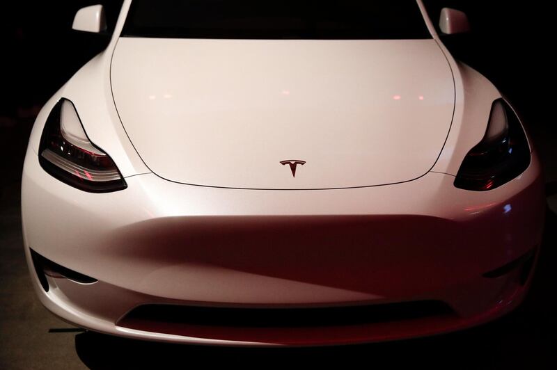 Tesla's Model Y is displayed at the company's design studio. AP Photo