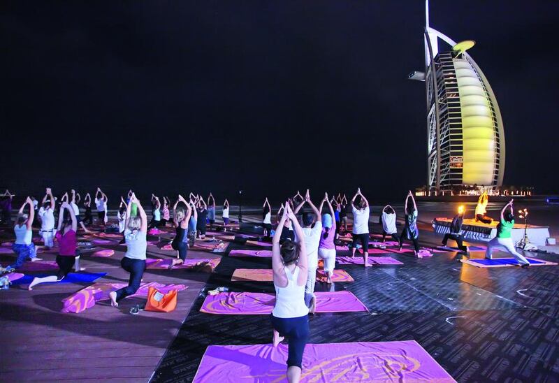 Enjoy this month’s moonlit yoga on the beach at the Madinat Jumeirah, Dubai. Listen to the sound of the waves complemented by soothing classical music as the in-house yoga teacher takes the class through a 90-minute hatha yoga session. 
