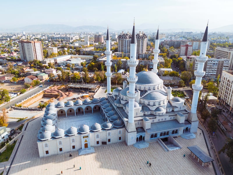 An aerial view of Imam Sarakhsi mosque in Bishkek.