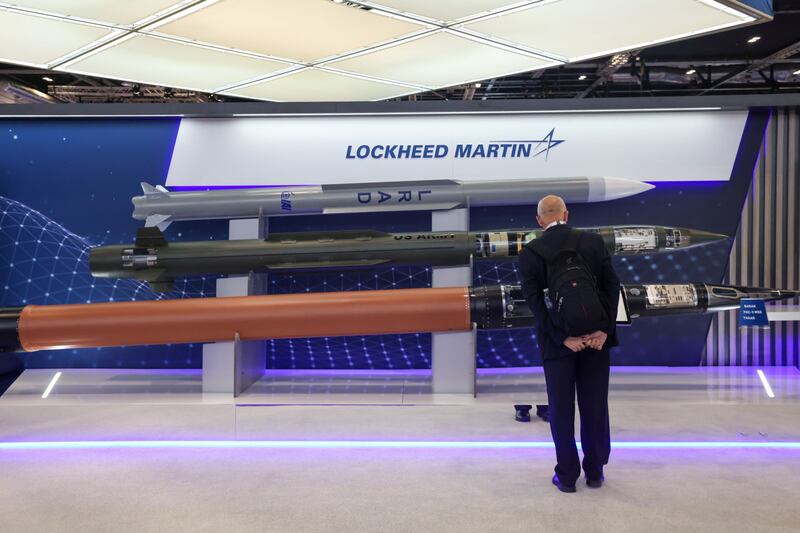 Missiles on the Lockheed Martin stand. Bloomberg