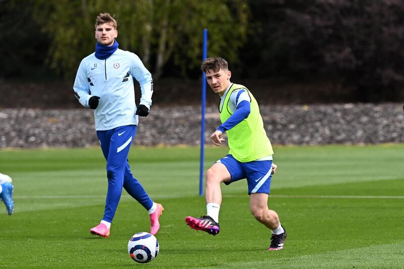 COBHAM, ENGLAND - APRIL 30:  Billy Gilmour of Chelsea during a training session at Chelsea Training Ground on April 30, 2021 in Cobham, England. (Photo by Darren Walsh/Chelsea FC via Getty Images)