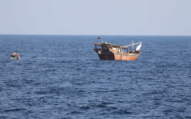 More than 2,000 rifles were found when servicemen boarded a dhow