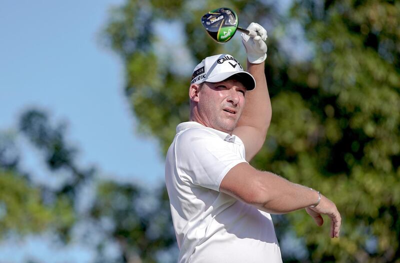 Abu Dhabi, United Arab Emirates, January 17, 2020.  2020 Abu Dhabi HSBC Championship.  Round 2.
Shaun Norris on the 2nd tee.
Victor Besa / The National
Section:  SP
Reporter:  Paul Radley and John McAuley