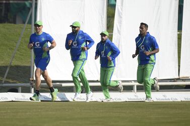 Players of the Pakistan cricket team participate in a a training session at Rawalpindi Cricket Stadium ahead of the test match between Pakistan and England, in Rawalpindi, Pakistan, 25 November 2022 (issued 26 November 2022).  The England team will arrive in Pakistan on 27 November to play 3 Test march series.   EPA / SOHAIL SHAHZAD