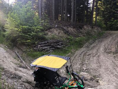 Her bike got stuck in the muck in an isolated forest, and she also faced issues with the brakes and tyres