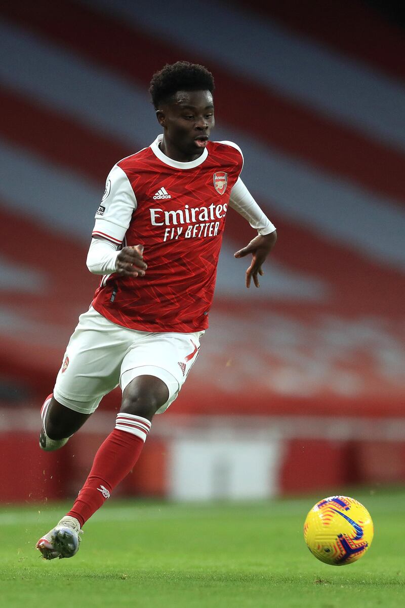 Bukayo Saka - 9: Ran riot in first half as Leeds soon realised that fouling the England international was the only way to stop him. Won one penalty, denied another by VAR and heavily involved in third goal. Only denied Man of the Match by Aubameyang's ruthless finishing. Getty