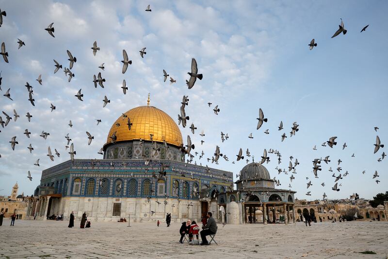 The Dome of the Rock Shrine on the first Friday of the holy month. Reuters