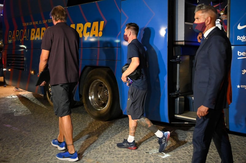 Barcelona's Argentinian forward Lionel Messi arrives at the team's hotel. AFP