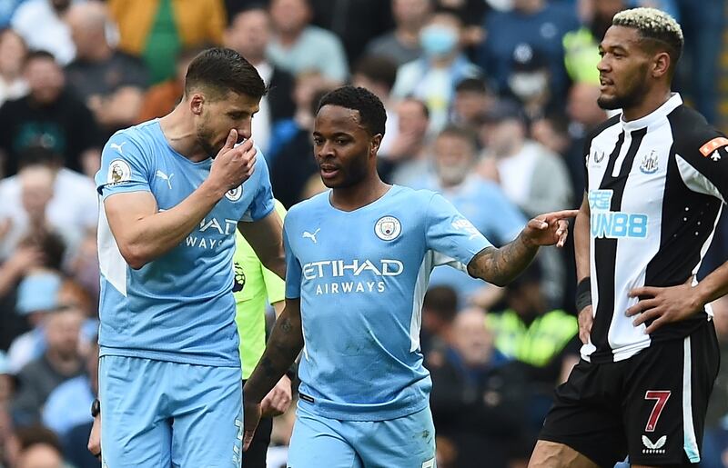 City's Raheem Sterling celebrates after scoring. EPA